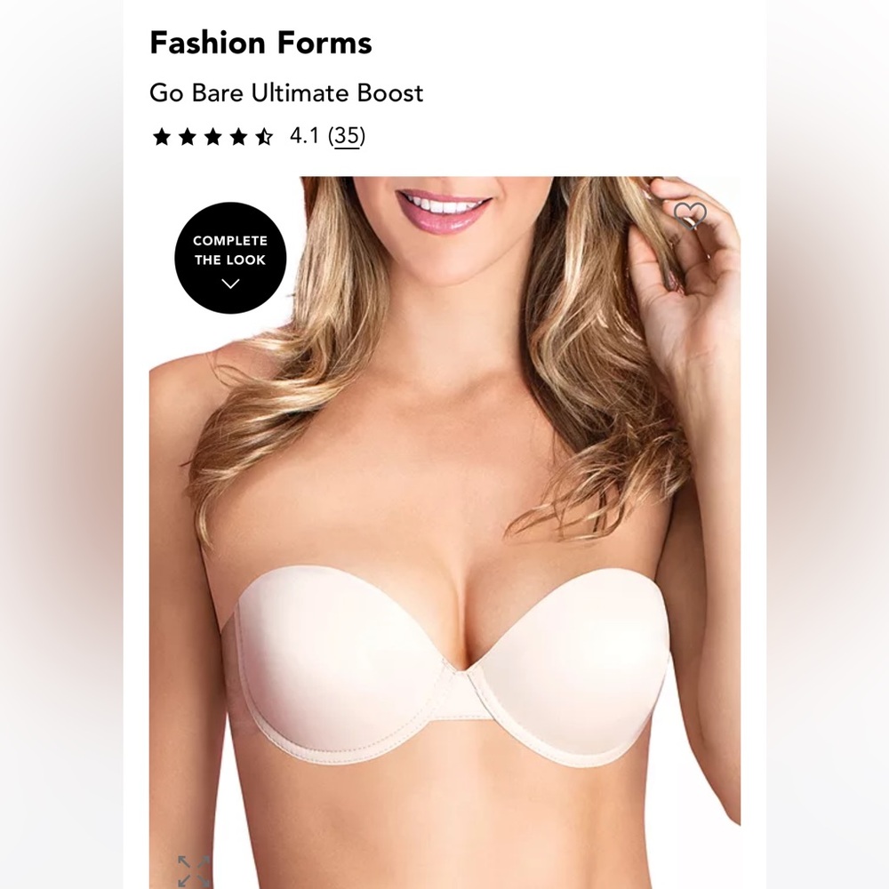 Go Bare Backless Strapless push-up bra by Fashion Forms - D cup - Nude - NEW